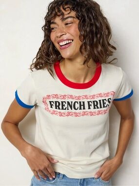nwt natural life french fries ringer cotton baby tee xs